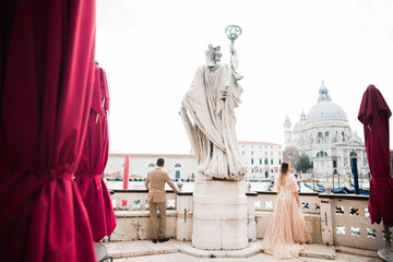 Wedding couple spending their time in Venice, Italy. Honeymoon