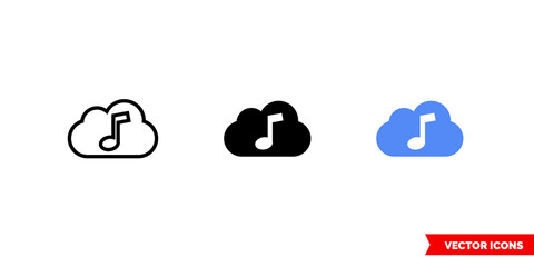 Fototapeta premium Sound cloud icon of 3 types color, black and white, outline. Isolated vector sign symbol.