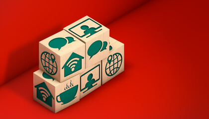 Obraz premium Cube 3d,home office icon