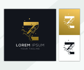 Letter Z with luxury abstract rocket logo template 