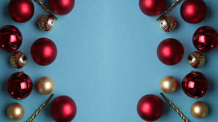 Decoracion de navidad con fondo azul 