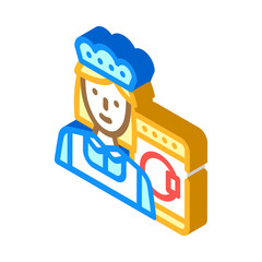 housekeeper woman job isometric icon vector illustration