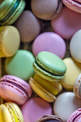 Superimposed French macaroon, Macarons placed on top of each other