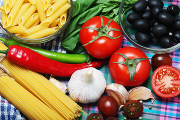 Ingredients for traditional Italian pasta