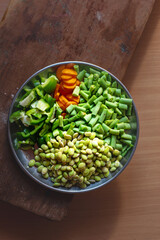 Fresh and raw vegetable cut pieces in a plate