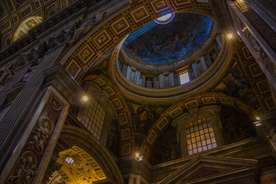 Rome, Italy - June 8, 2014: A picture of the interior of the St. Peter's Basilica (Vatican City).