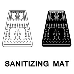Sanitary mat. Disinfection mat icon. Disinfectant for shoes or foot baths with antiseptic solution. On a white background. The concept of coronavirus prevention, healthcare. Vector