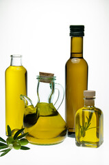 Bottles of extra virgin olive oil
