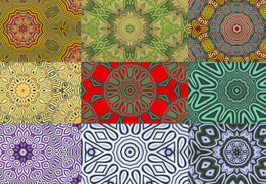 Seamless Pattern Collection with Mandala Motif