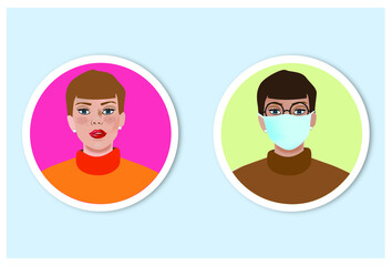 Icone studenti donne, mascherina