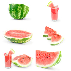 Set of Green watermelon over a white background