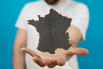 modern france map of the country 3d