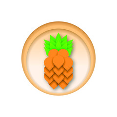 Abstract Food in Paper Cut Style. Pineapple Fruit Vector Design