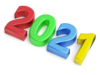 New year and celebration concept. Multicolor number 2021
