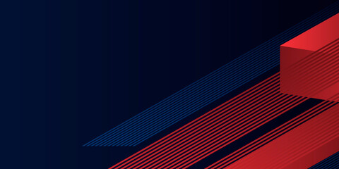 Blue red abstract background with shiny red lines on dark blue background