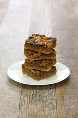 maple syrup butter tart squares with pecan & walnut, homemade canadian sweet