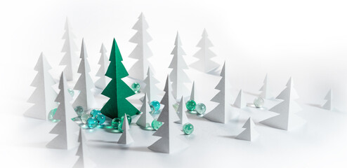 Christmas and new year trees made of paper.