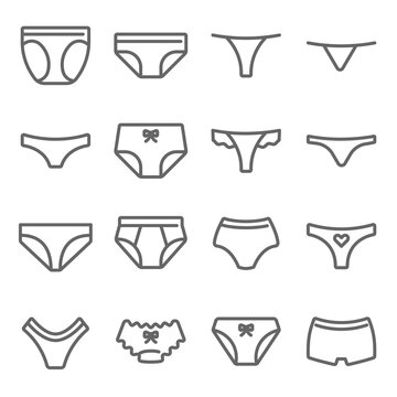 Panty underwear icon illustration vector set. Contains such icon as bikini, Innerwear, panties, undergarments, thong and more. Expanded Stroke
