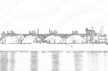 LNG TANKER - A big ship is moored at the gas terminal