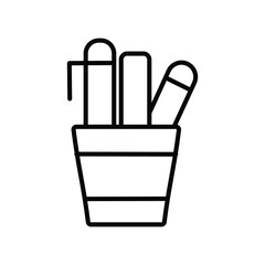 Pen Pencil Holder Cup line icon