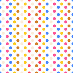 Polka dot colorful celebration circle seamless vector pattern