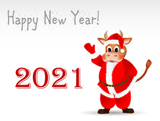 Fototapeta na wymiar New year card in the year of the bull 2021