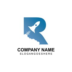 Letter R Rocket Logo Template Design Vector