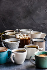 Variety of coffee drinks