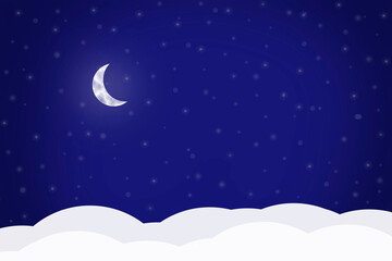 Obraz na płótnie Canvas Christmas background with crescent on a blue background, vector illustration.