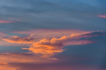 Colorful sunrise on a snowless winter morning.