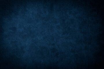 Beautiful Abstract Grunge Decorative Navy Blue Dark Stucco Wall Background. Art Rough Stylized Texture Banner With Space For Text