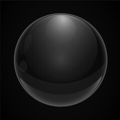 Big vector gray water sphere drop with glares black crystal ball