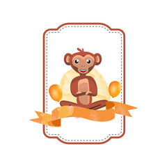 Animal monkey badge design template isolated on white background