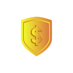Golden shield with dollar symbol design vector isolated on white background