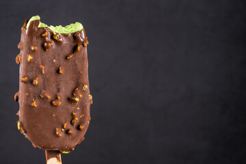 Pistachio ice cream with chocolate