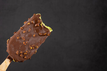 Pistachio ice cream with chocolate