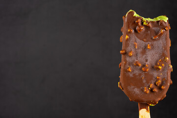 Pistachio ice cream with chocolate