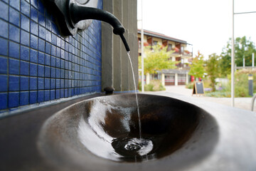 Shot of a water dispenser  with healthy sulfurous water