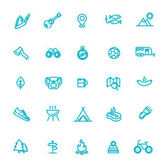 Camping, nature and outdoor activities icons