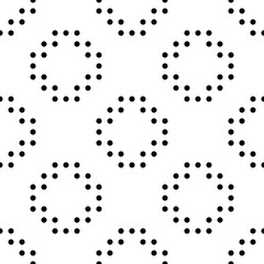 Seamless ornament. Circles pattern. Dots motif. Geometric wallpaper. Simple shapes backdrop. Rounds motif. Ethnic background. Digital paper, textile print, web design, abstract. Vector artwork.