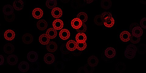 Dark pink vector pattern with coronavirus elements.