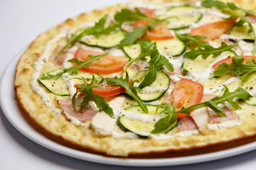 tasty pizza on the white
