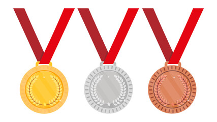 Set of medals - gold, silver and bronze. Vector illustration.