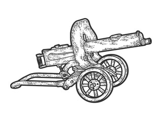 Maxim gun. Engraving raster illustration. Sketch scratch board imitation.