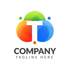 Letter T logo with colorful background, letter combination logo design for creative industry, web, business and company. Vector illustrations	