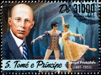 Ballet Romeo and Juliet by Sergei Prokofiev on stamp