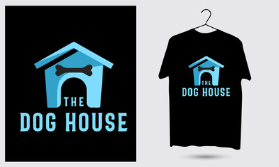 The Dog house logo, dog t shirt design, pet t-shirt template