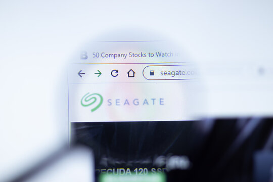 Moscow, Russia - 1 June 2020: Seagate.com website page. Seagate Technology Plc logo on display screen, Illustrative Editorial.