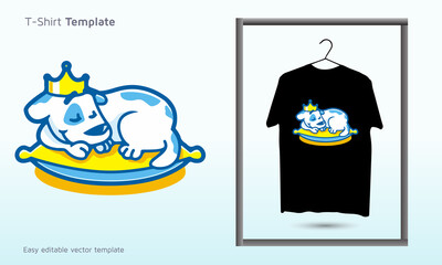 Dog sleeping on a carpet logo, dog t shirt design, pet t-shirt template