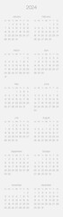 Monthly calendar of year 2024